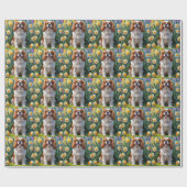 カバリエールキングチャールズスパニエル犬春の花 ラッピングペーパー (フラット)