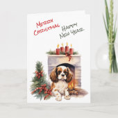 カバリエールキングチャールズスパニエル犬暖炉カード シーズンカード (正面)