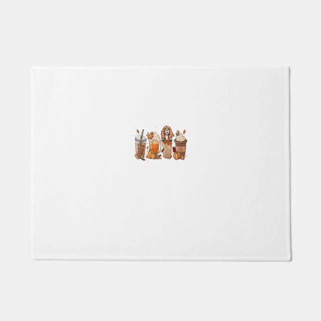 カバリエールキングチャールズスパニエル犬秋コーヒーハロウィー ドアマット (正面)