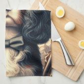 カバリエールキングチャールズスパニエル犬絵画ズ キッチンタオル (四つ折り)