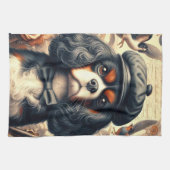 カバリエールキングチャールズスパニエル犬絵画ズ キッチンタオル (横)