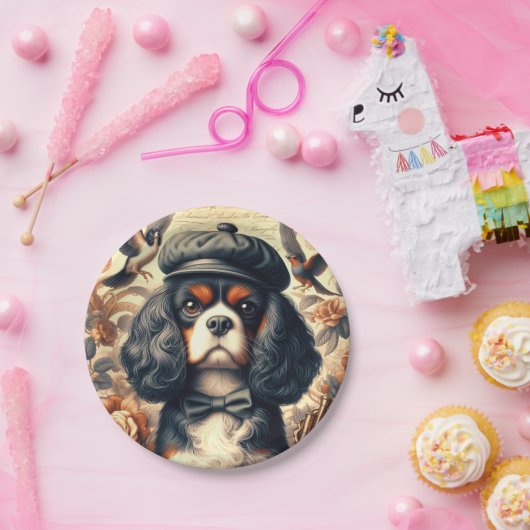 カバリエールキングチャールズスパニエル犬絵画ズ ペーパープレート (パーティー)