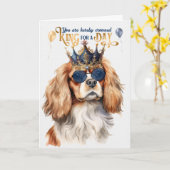 カバリエールキングチャールズドッグキングのためのデイ誕生日 カード (黄色い花)