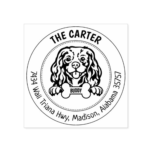 カバリエールキングチャールズドッグ差出人住所ファミリー ラバースタンプ (インプリント)