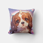 カバリエールキングチャールズパステルユニコーンレインボスカイ クッション (正面)