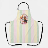 カバリエールキングチャールズパステルラインズコテージコア エプロン (正面)