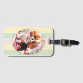 カバリエールキングチャールズパステルラインズコテージコア ラゲッジタグ (正面横)