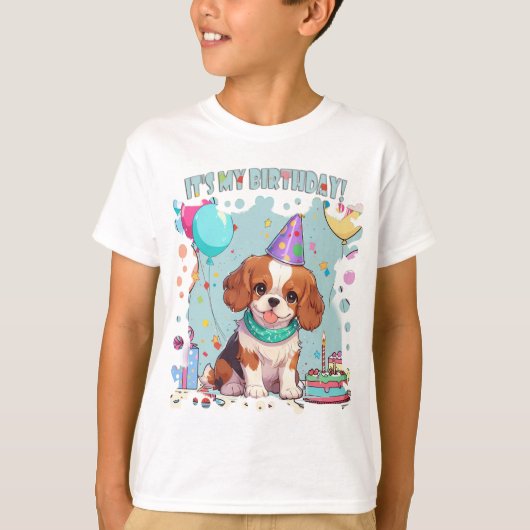 カバリエールキングチャールズパステル私の誕生日 Tシャツ (正面)