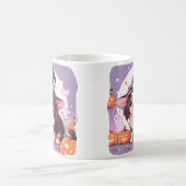 カバリエールキングチャールズパステル魔女ハットハロウィン コーヒーマグカップ (中央)