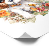 カバリエールキングチャールズパピーペットウォーターの色の花 ポスター (角)