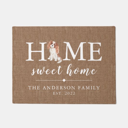 カバリエールキングチャールズホームスウィートホームドormat ドアマット (正面)