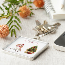 カバリヤキングチャールズスパニエル犬おもしろいクリスマスドッグ キーホルダー