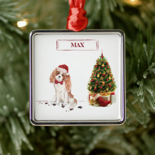 カバリヤキングチャールズスパニエル犬おもしろいクリスマスドッグ メタルオーナメント