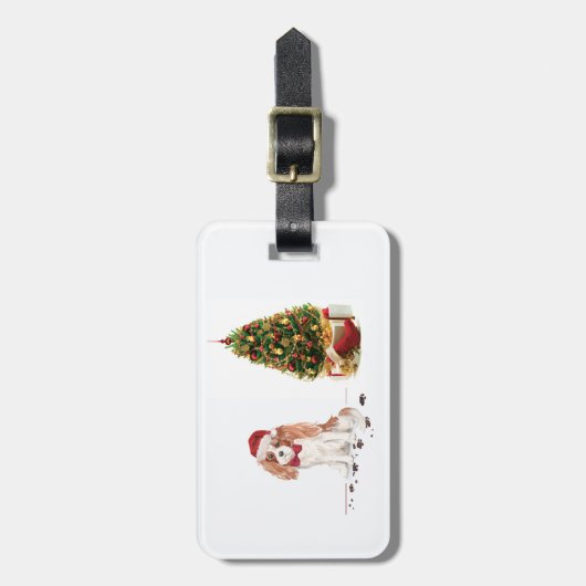 カバリヤキングチャールズスパニエル犬おもしろいクリスマスドッグ ラゲッジタグ (正面縦)