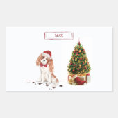 カバリヤキングチャールズスパニエル犬おもしろいクリスマスドッグ 長方形シール (正面)