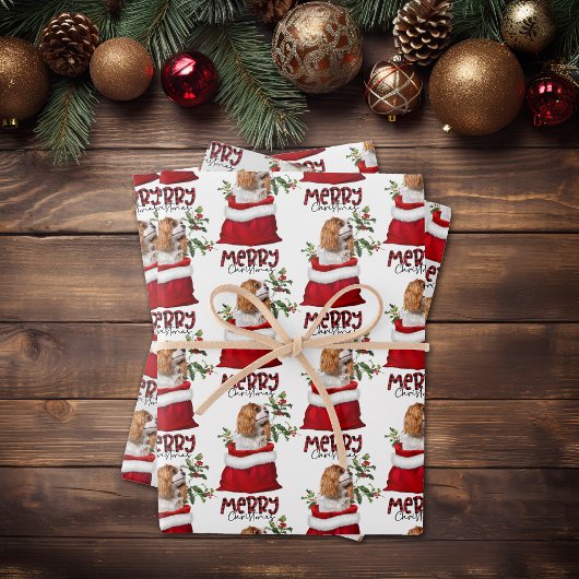 カバリヤキングチャールズスパニエル犬インホリデー抱き枕 ラッピングペーパーシート