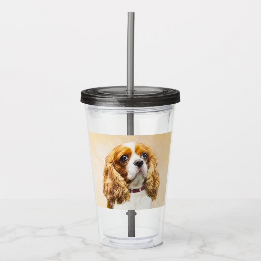カバリヤキングチャールズスパニエル犬オリジナル絵画ズ アクリルタンブラー (正面)