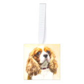 カバリヤキングチャールズスパニエル犬オリジナル絵画ズ キューブオーナメント (正面)