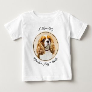 カバリヤキングチャールズスパニエル犬オリジナル絵画ズ ベビーTシャツ