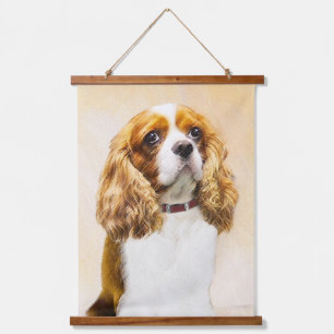 カバリヤキングチャールズスパニエル犬オリジナル絵画ズ 吊り下げ型タペストリー