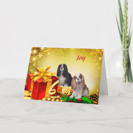 カバリヤキングチャールズスパニエル犬クリスマスカード カード