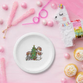 カバリヤキングチャールズスパニエル犬クリスマスツリー ペーパープレート (パーティー)