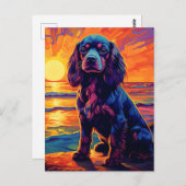 カバリヤキングチャールズスパニエル犬サンセット/サンライズ ポストカード (正面/裏面)
