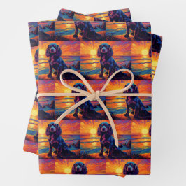 カバリヤキングチャールズスパニエル犬サンセット/サンライズ ラッピングペーパーシート