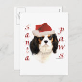 カバリヤキングチャールズスパニエル犬サンタポーズ シーズンポストカード (正面/裏面)