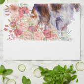 カバリヤキングチャールズスパニエル犬ドッグママフローラ キッチンタオル (折り畳み)