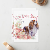 カバリヤキングチャールズスパニエル犬ドッグママフローラ ノートカード (正面/裏面インサイチュ)
