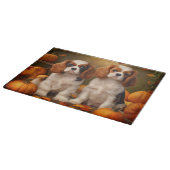 カバリヤキングチャールズスパニエル犬パピーオータムパンプキン カッティングボード (角)