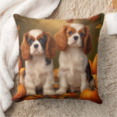 カバリヤキングチャールズスパニエル犬パピーオータムパンプキン クッション (ブランケット)