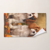 カバリヤキングチャールズスパニエル犬パピーオータムパンプキン バスタオルセット (ハンドタオル)