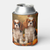 カバリヤキングチャールズスパニエル犬パピーオータムパンプキン 缶クーラー (缶正面)