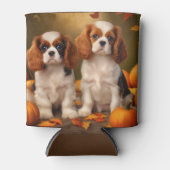 カバリヤキングチャールズスパニエル犬パピーオータムパンプキン 缶クーラー (正面)