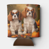 カバリヤキングチャールズスパニエル犬パピーオータムパンプキン 缶クーラー (裏面)