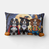 カバリヤキングチャールズスパニエル犬パンプキンハロウィーン ランバークッション (裏面)