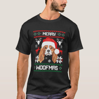 カバリヤキングチャールズスパニエル犬メリーウォフマスクリスマスX Tシャツ