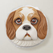 カバリヤキングチャールズスパニエル犬3D インスパイア ラウンドクッション (裏面)