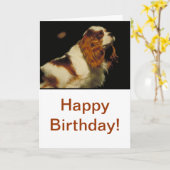 カバリヤキングチャールズスパニエル犬 カード (黄色い花)