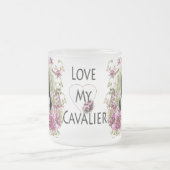 カバリヤキングチャールズスパニエル犬 フロストグラスマグカップ (中央)