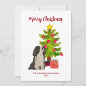 カバリヤーキングチャールズスパニエル犬ドッグファミリークリスマス シーズンカード (正面)