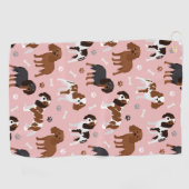 カバリヤーキングチャールズスパニエル犬ポーズアンドボーンズゴルフ ゴルフタオル (横)