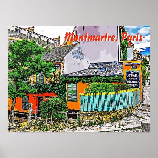 カバレ・オ・ラピン・アジャイル。フランスのパリ。 ポスター (正面)