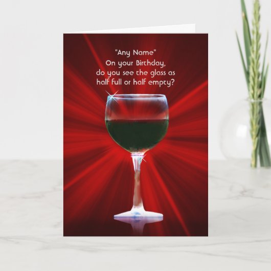 カバーの名前のユーモアのあるなワインのバースデー・カード カード (正面)