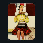 カバーガール マグネット<br><div class="desc">アーティスト： Norman Rockwell |ティーンエイジの女の子は彼女の顔の前でPOSTカバーを保持</div>