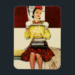 カバーガール マグネット<br><div class="desc">アーティスト: Norman Rockwell |ティーンエイジの女の子は彼女の顔の前でPOSTカバーを保持</div>