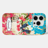 カバードバードピンクコーラルアクアダマスク Case-Mate iPhoneケース (裏面 (横))