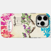 カバードバードピンクコーラルアクアダマスク Case-Mate iPhoneケース (裏面 (横))